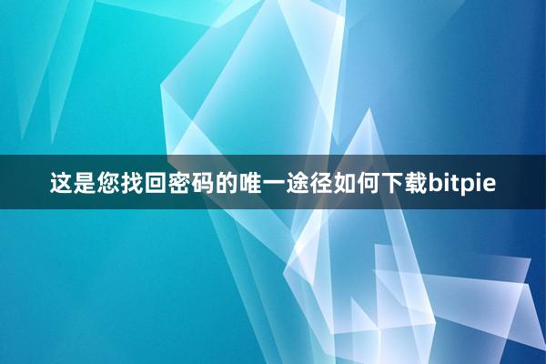 这是您找回密码的唯一途径如何下载bitpie