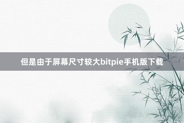 但是由于屏幕尺寸较大bitpie手机版下载