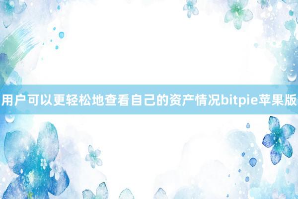 用户可以更轻松地查看自己的资产情况bitpie苹果版