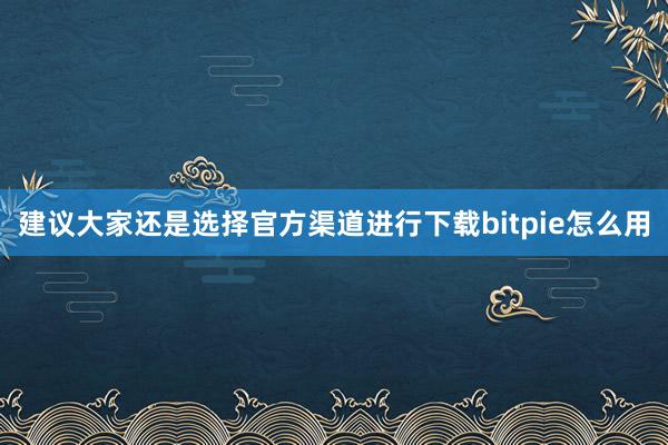 建议大家还是选择官方渠道进行下载bitpie怎么用