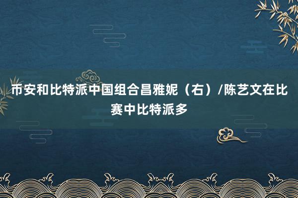 币安和比特派中国组合昌雅妮（右）/陈艺文在比赛中比特派多