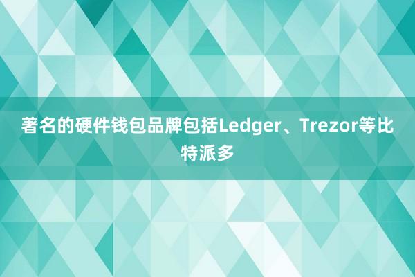 著名的硬件钱包品牌包括Ledger、Trezor等比特派多