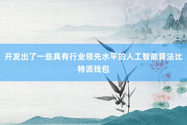 开发出了一些具有行业领先水平的人工智能算法比特派钱包