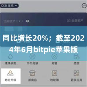 同比增长20%；截至2024年6月bitpie苹果版