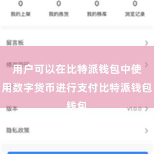 用户可以在比特派钱包中使用数字货币进行支付比特派钱包